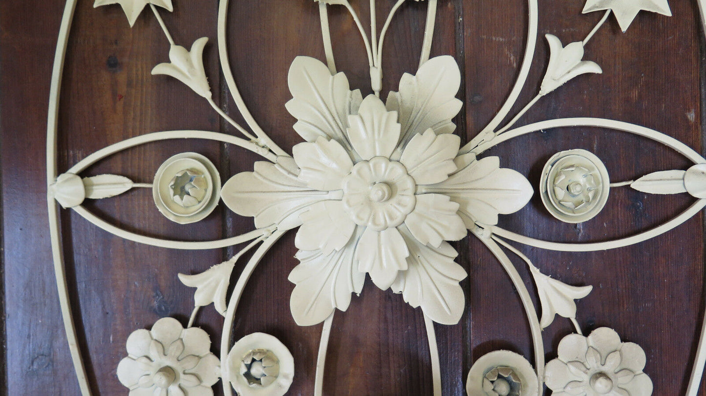 VINTAGE FLORAL STYLE WALL LIGHT IN WROUGHT IRON HANDMADE MID 900 CH-7