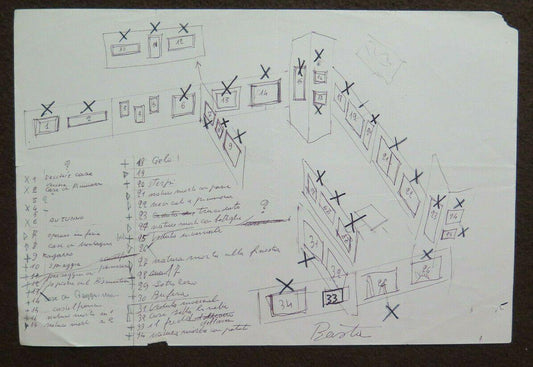 VECCHIO DISEGNO SCHIZZO PROGETTO PER LA MOSTRA DI QUADRI DI G. PANCALDI P28.7 - Belbello Antiques