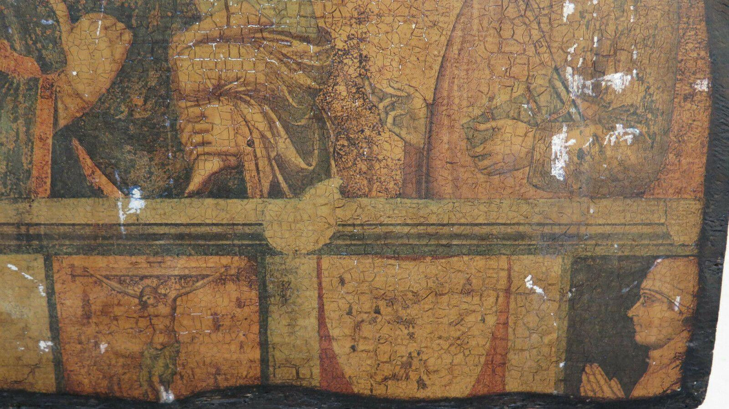 VECCHIO QUADRO RIPRODUZIONE AFFRESCO PIETRO LORENZETTI BASILICA ASSISI GR10 - Belbello Antiques