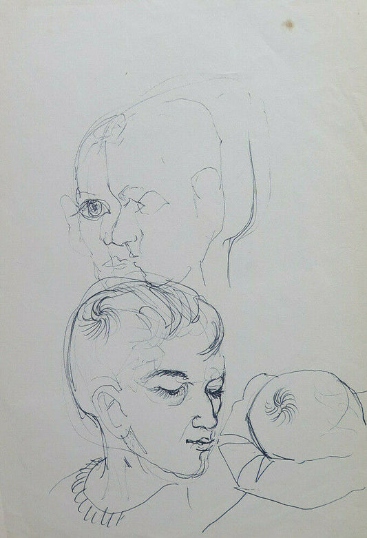 DRAWING ON PAPER STUDY FACES HUMAN BODY SKETCH SKETCH ART PAINTER P28.8