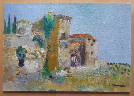 OLD PAINTING LANDSCAPE OIL WORK BY SPANISH PAINTER J. HERRANZ MD2 