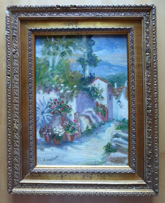 VECCHIO QUADRO DIPINTO PAESAGGIO OLIO OPERA DEL PITTORE SPAGNOLO HERRANZ MD7 - Belbello Antiques