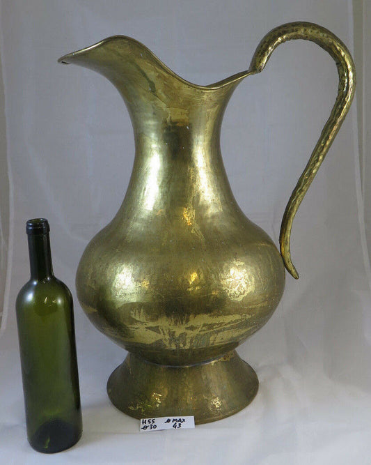 LARGE GOLDEN METAL JUG VASE FOR FLOWERS OR CENTERPIECE MID 20TH CENTURY