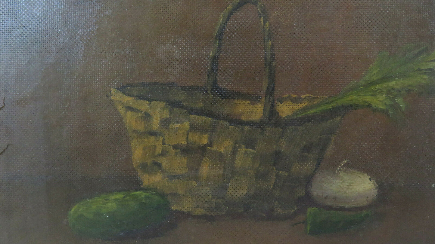 ANONYMOUS PIEDMONT FROM 20TH CENTURY OIL PAINTING STILL LIFE VEGETABLES ON THE TABLE BM38 