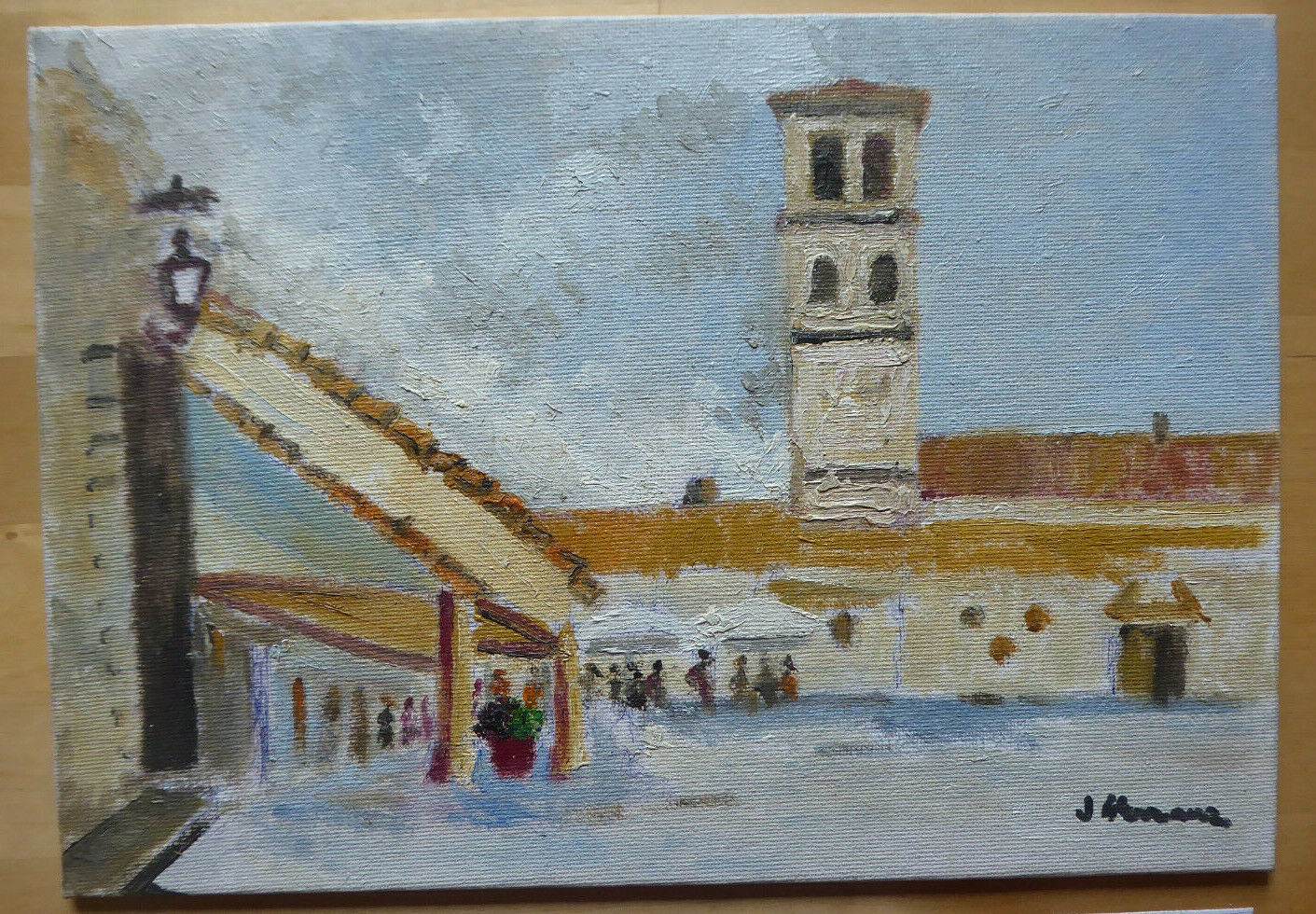 SMALL PAINTING OIL SKETCH ON PANEL VAEDUTA DI PAESE SIGNED SPAIN '900 MD1 