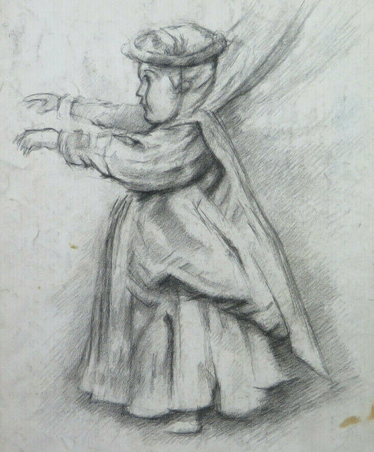 GRANDE DISEGNO ANTICO BAMBINA OPERA PITTORE FRANCIA Pierre Duteurtre DUT BM53.1