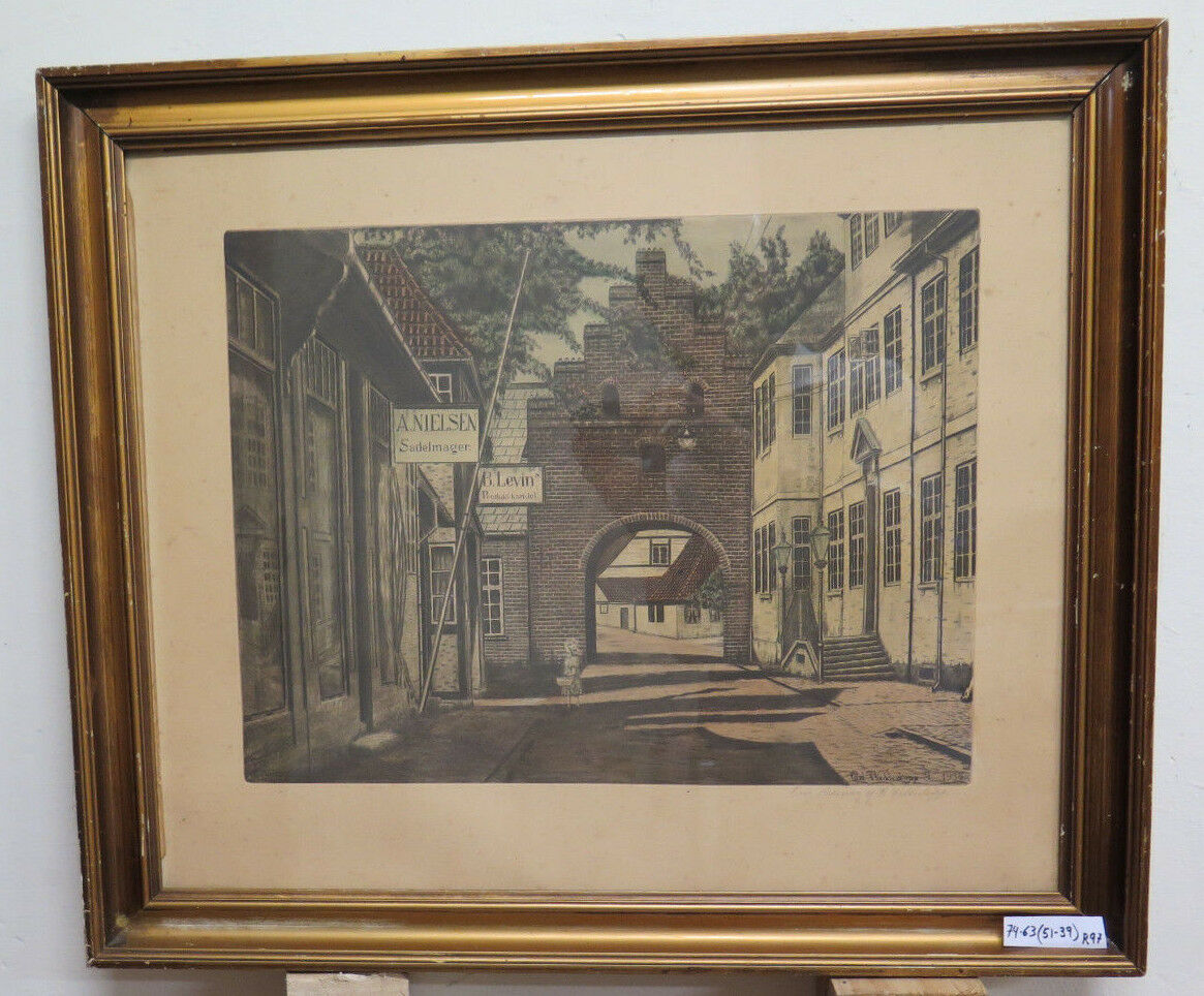 ANCIENT ENGRAVING SIGNED CARL WEDDERKOPP PAINTING WITH COEVA FRAME PRINT R97