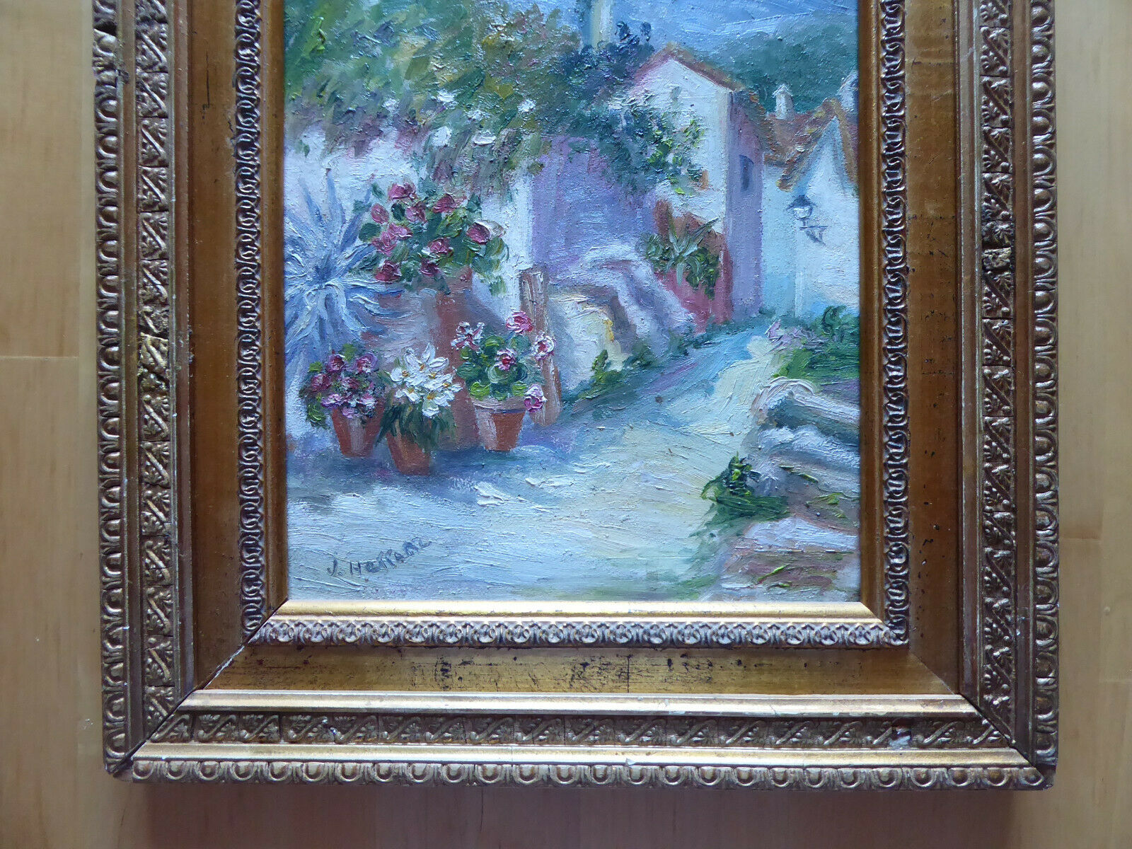 VECCHIO QUADRO DIPINTO PAESAGGIO OLIO OPERA DEL PITTORE SPAGNOLO HERRANZ MD7 - Belbello Antiques