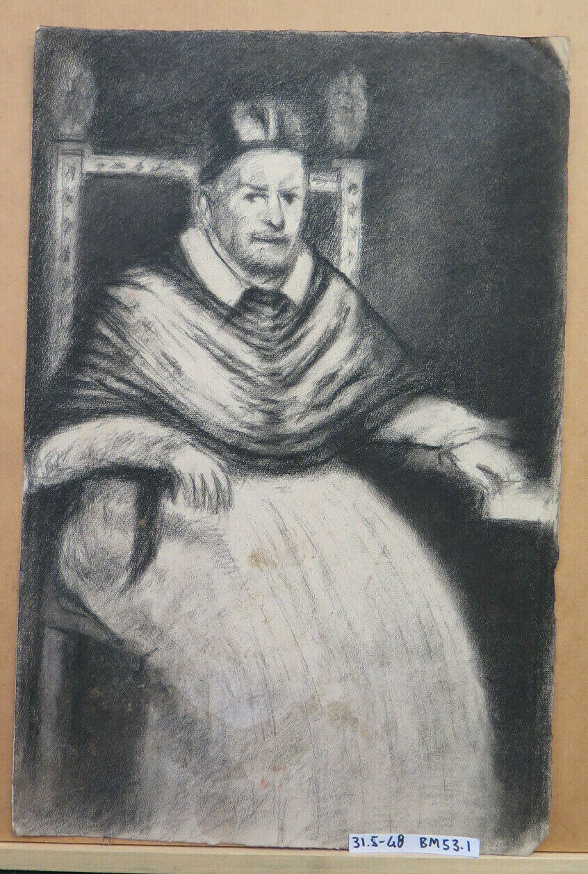 ANTIQUE DRAWING FROM THE Portrait of Innocent X BY Velázquez Pierre Duteurtre DUT BM53.1 