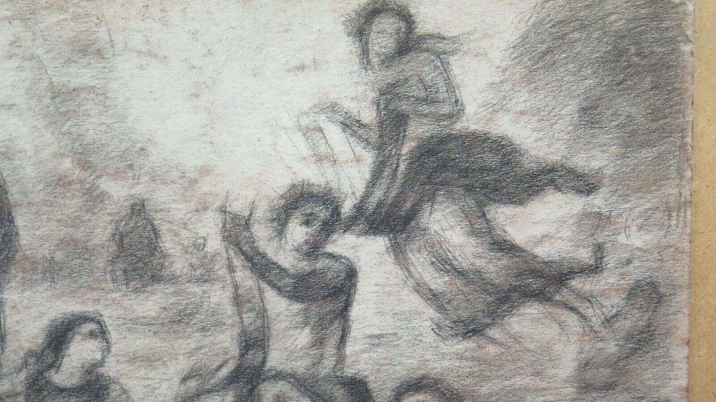 GRANDE DISEGNO ANTICO FRONTE RETRO DEL PITTORE Pierre Duteurtre detto DUT BM53.1 - Belbello Antiques