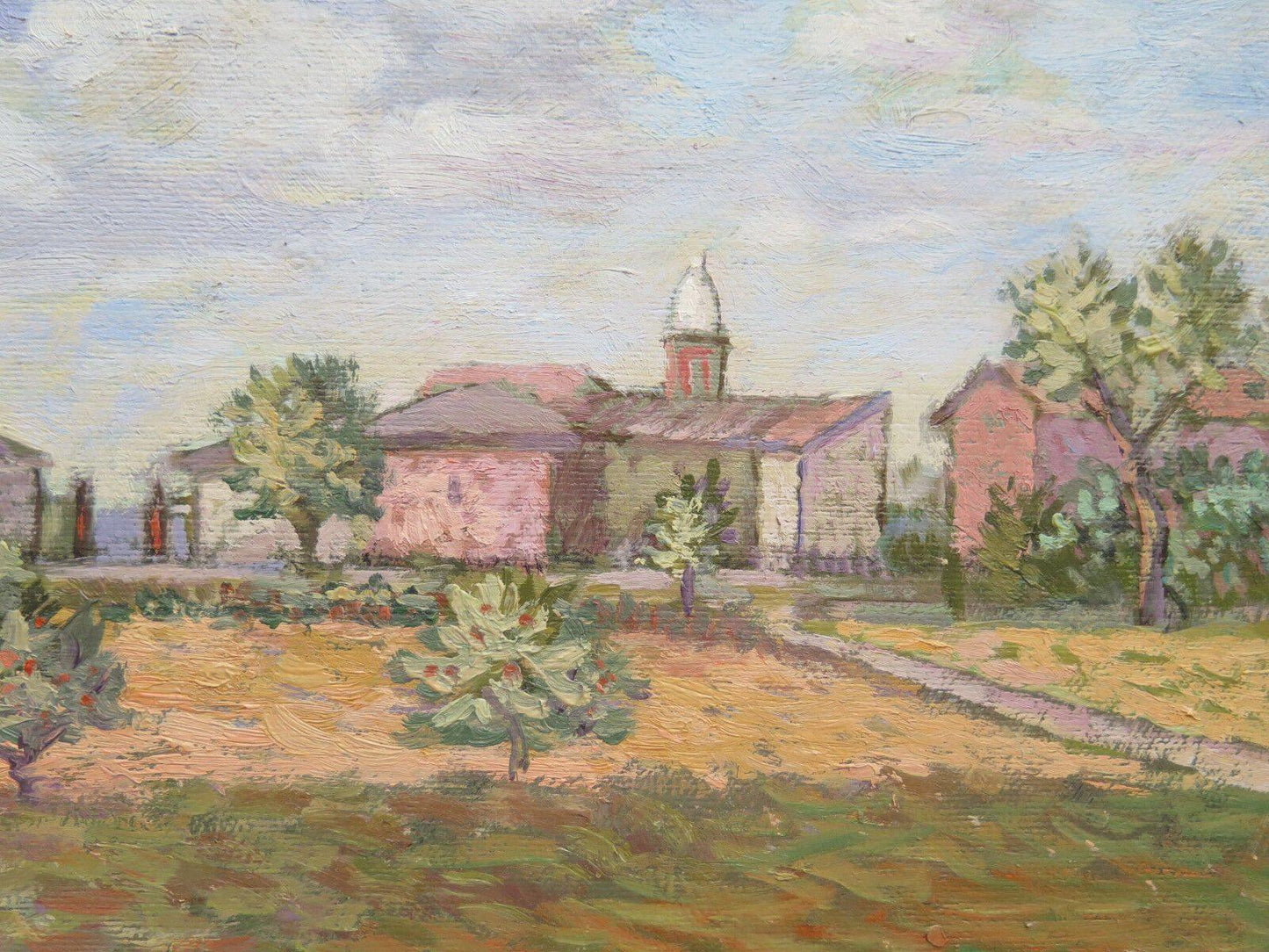 ANTICO DIPINTO PAESAGGIO DI CAMPAGNA RACCOLTA FRUTTA QUADRO DEL 900 ANTICO - Belbello Antiques