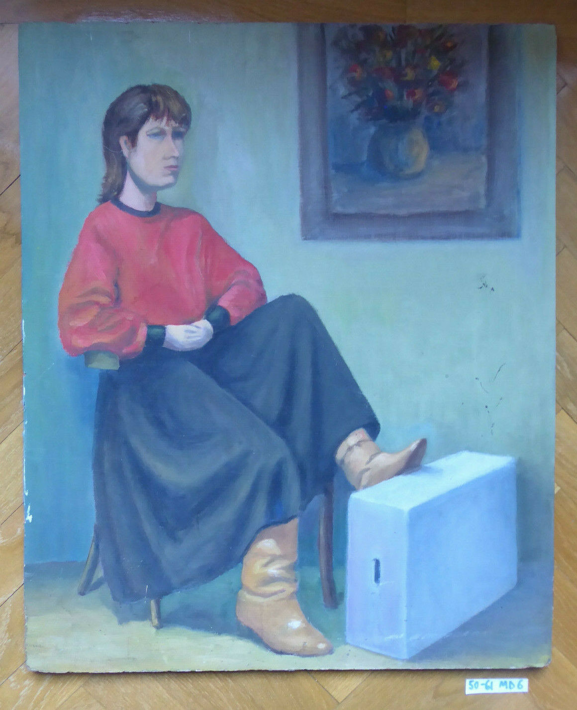 RITRATTO FEMMINILE VINTAGE QUADRO DIPINTO OLIO SU TAVOLA SPAGNA ANNI '70 MD6 - Belbello Antiques