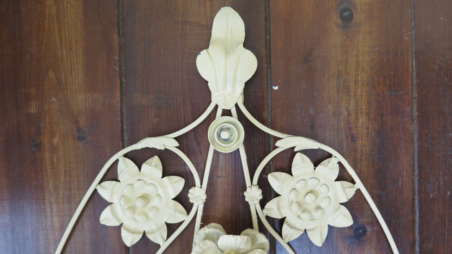 VINTAGE FLORAL STYLE WALL LIGHT IN WROUGHT IRON HANDMADE MID 900 CH-7