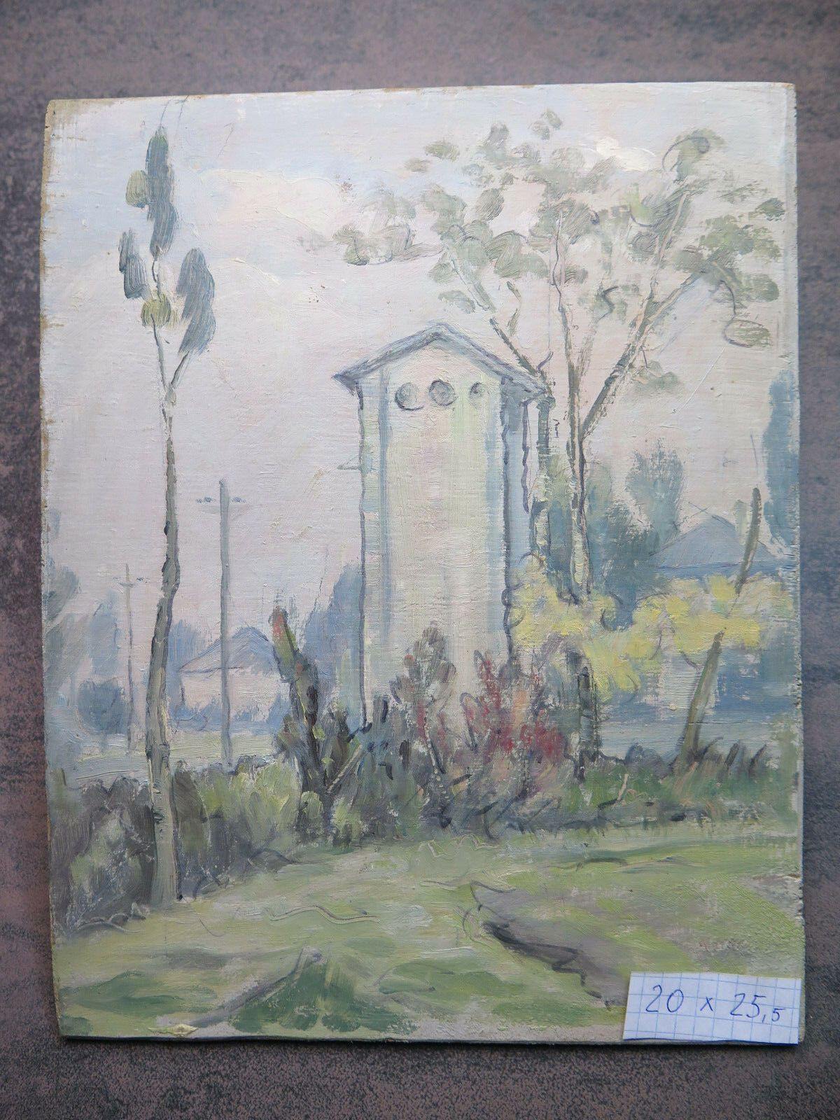 QUADRO MODERNO OLIO SU TAVOLA DIPINTO PAESAGGIO CAMPAGNA ORIGINALE PANCALDI p1 - Belbello Antiques