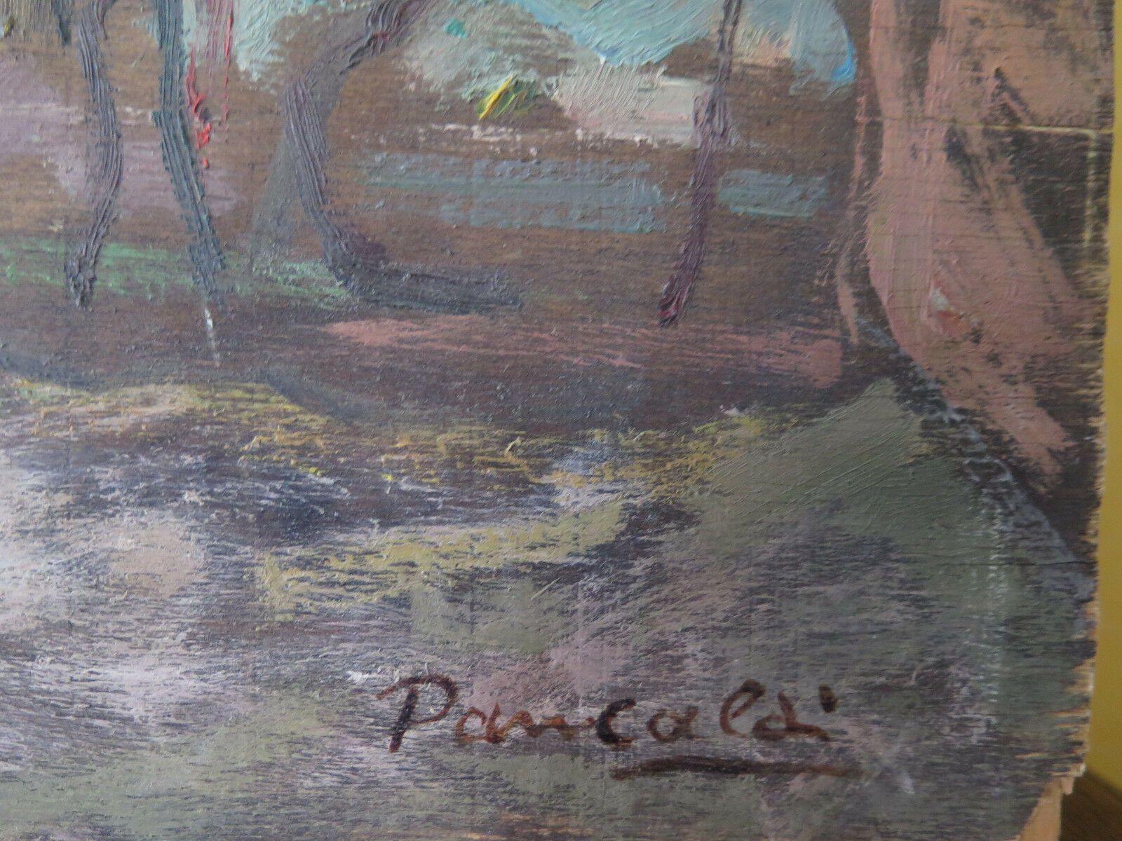 QUADRO ANTICO PANORAMICO DIPINTO OLIO SU TAVOLA PAESAGGIO AUTUNNALE FIRMATO p7 - Belbello Antiques