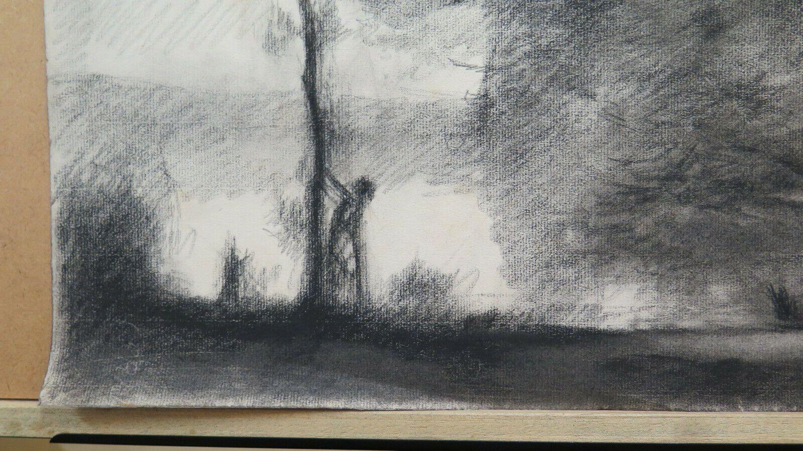 DISEGNO ANTICO PAESAGGIO CAMPAGNA CARBONCINO Pierre Duteurtre detto DUT BM53.1 b - Belbello Antiques