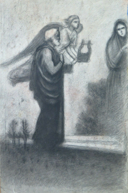 GRANDE DISEGNO ANTICO GIOVANILE OPERA DEL PITTORE Pierre Duteurtre DUT BM53.1