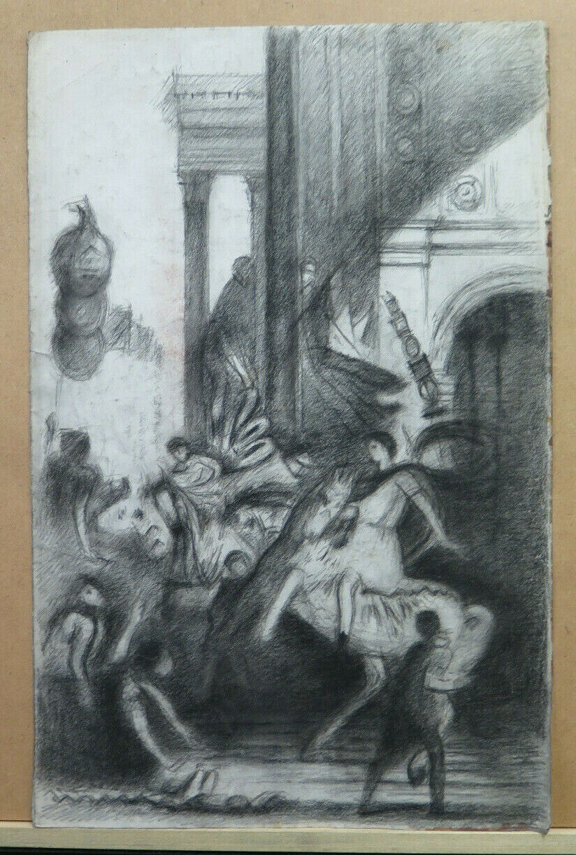 ANTICO DISEGNO ARTISTA Pierre Duteurtre DUT PAESAGGIO FRANCIA QUADRO ARTE BM53.1