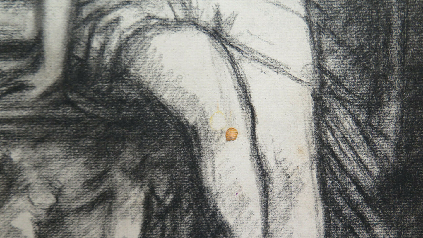 NUDO FEMMINILE GRANDE DISEGNO QUADRO ANTICO ARTISTA Pierre Duteurtre DUT BM53.1