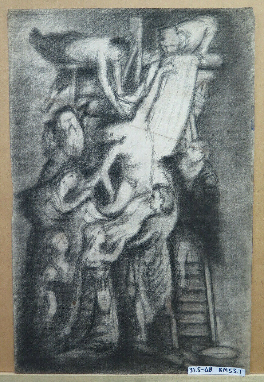 DEPOSITION OF JESUS ​​FROM THE CROSS LARGE ANTIQUE DRAWING Pierre Duteurtre DUT BM53.1 