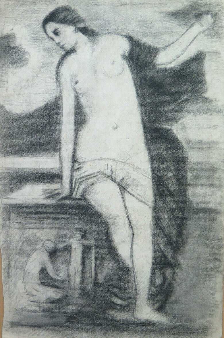 DISEGNO ANTICO NUDO FEMMINILE CLASSICO PITTORE Pierre Duteurtre detto DUT BM53.1