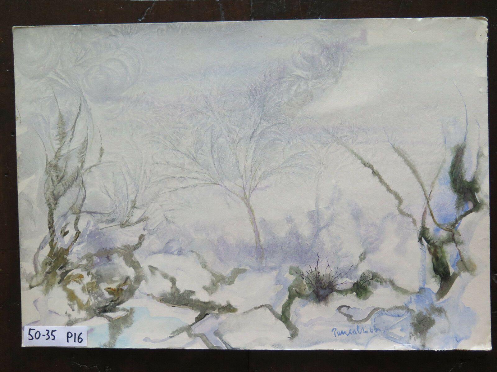 PAESAGGIO CON NEVE IN INVERNO QUADRO MODERNO ANNI SESSANTA DIPINTO SU TAVOLA p16 - Belbello Antiques