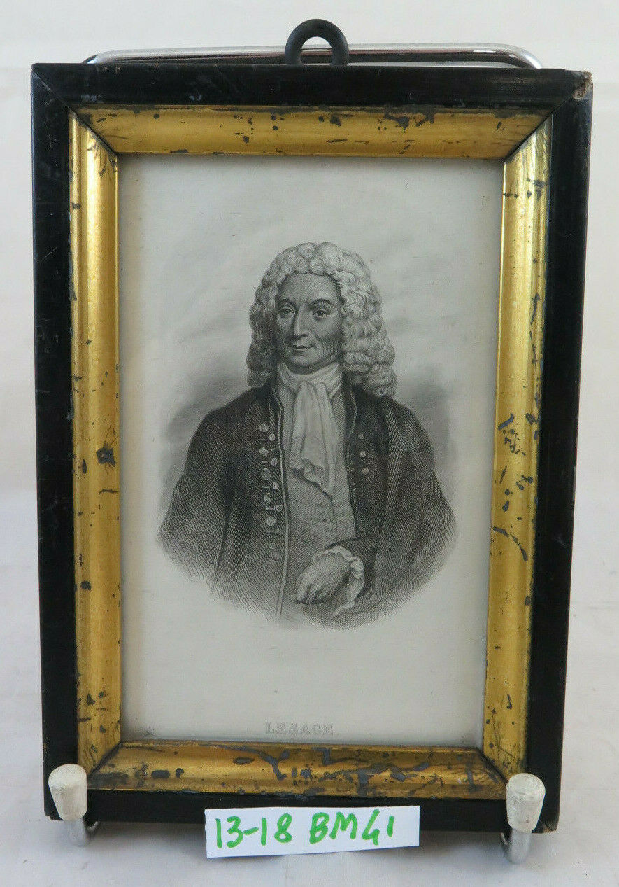 ANTIQUE PRINT PORTRAIT OF Alain-René Lesage FRANCE 19th CENTURY ENGRAVING ON PAPER BM41 