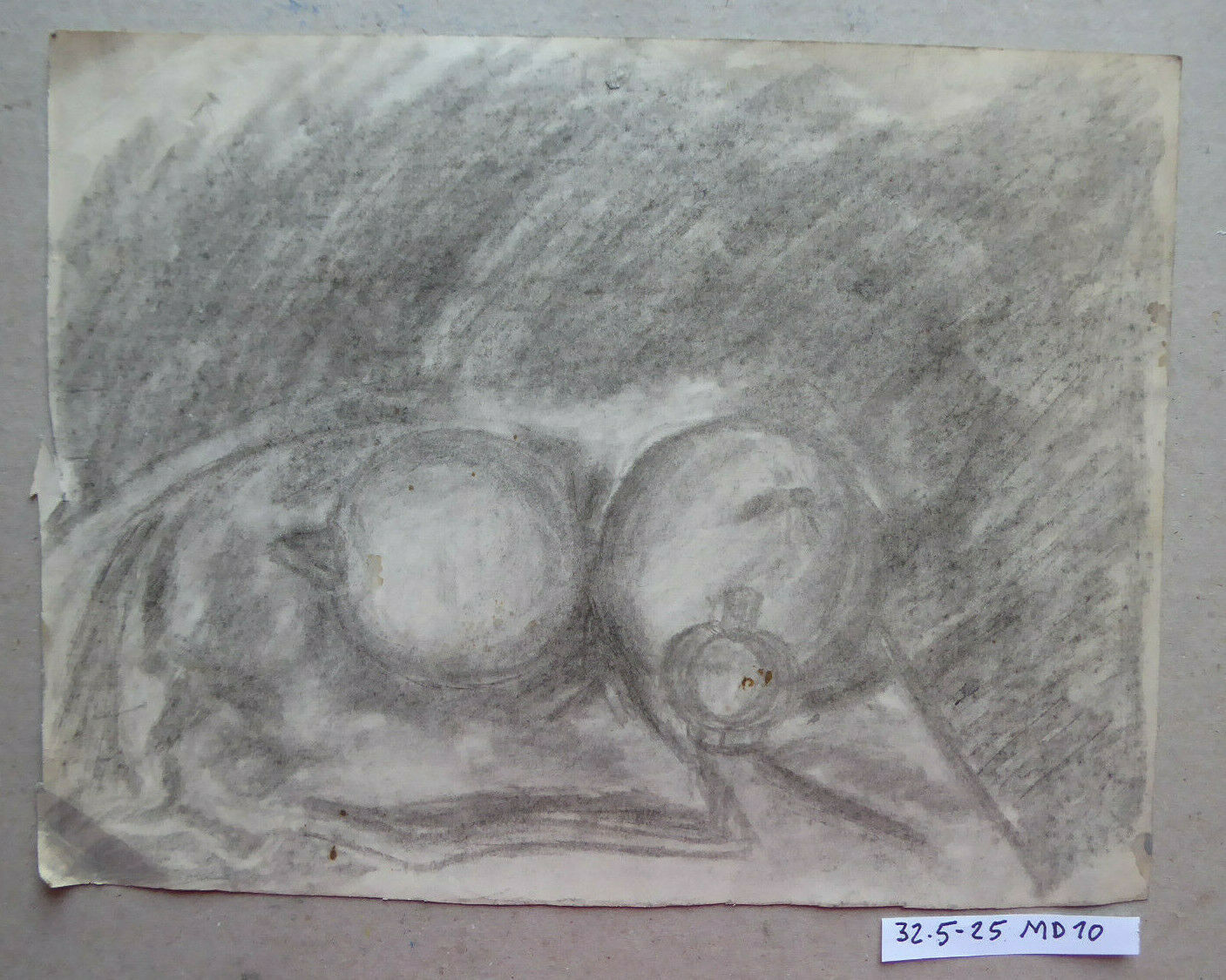 NATURA MORTA ANONIMO VECCHIO DISEGNO MATITA SU CARTA SPAGNA 900 MADRID MD10 - Belbello Antiques