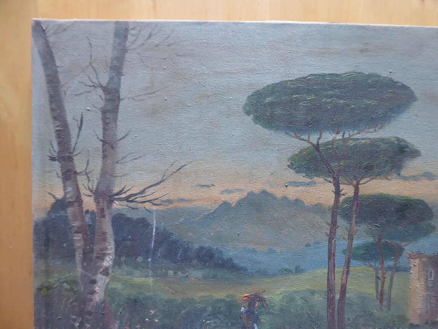 QUADRO ANTICO SPAGNOLO FIRMATO MARCIAL PAESAGGIO CAMPAGNA OLIO SU TELA MD7 - Belbello Antiques