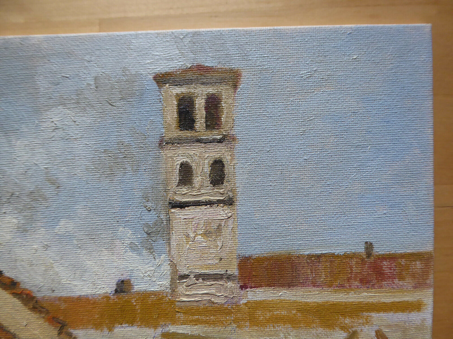 SMALL PAINTING OIL SKETCH ON PANEL VAEDUTA DI PAESE SIGNED SPAIN '900 MD1 