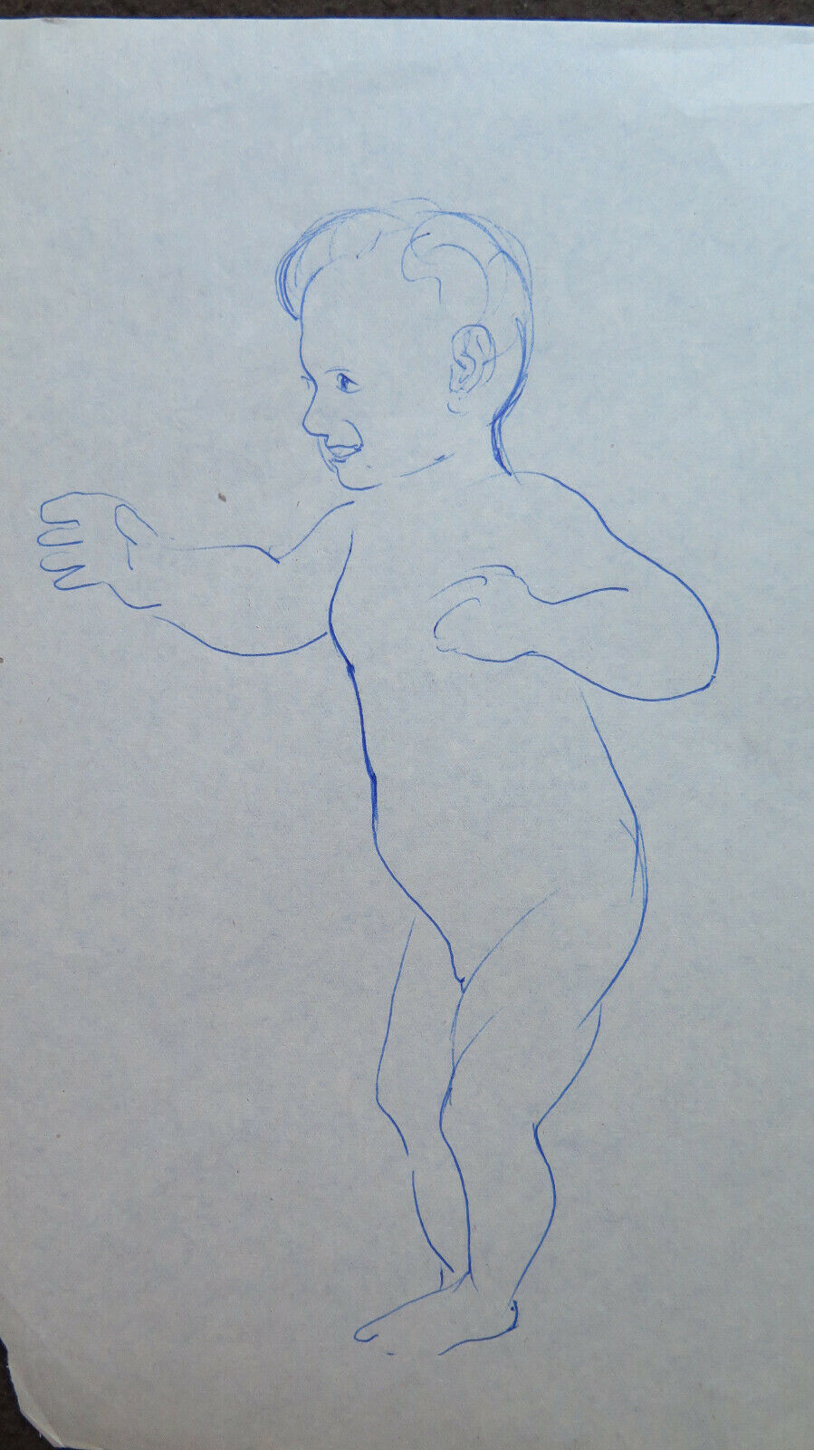 PORTRAIT OF A CHILD IN OLD PEN DRAWING SKETCH BY THE PAINTER PANCALDI P28.7