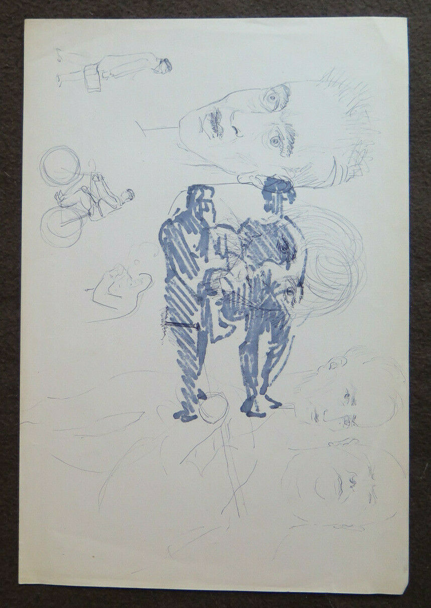 DISEGNO BOZZETTO SU CARTA STUDIO PER FIGURE MASCHILI RITRATTO VINTAGE P28.7