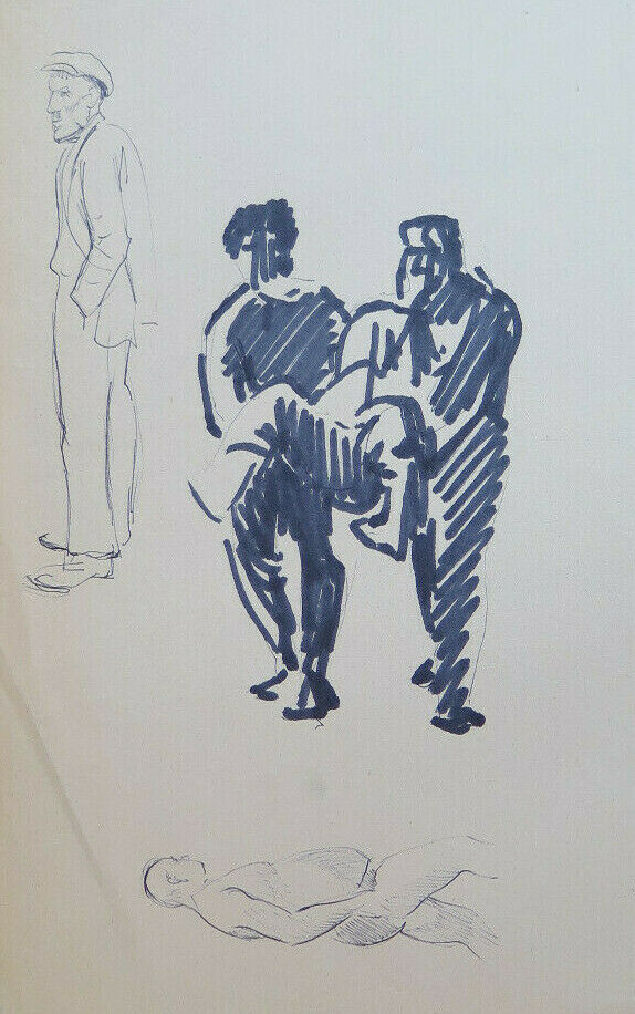 DISEGNO BOZZETTO SU CARTA STUDIO PER FIGURE MASCHILI RITRATTO VINTAGE P28.7