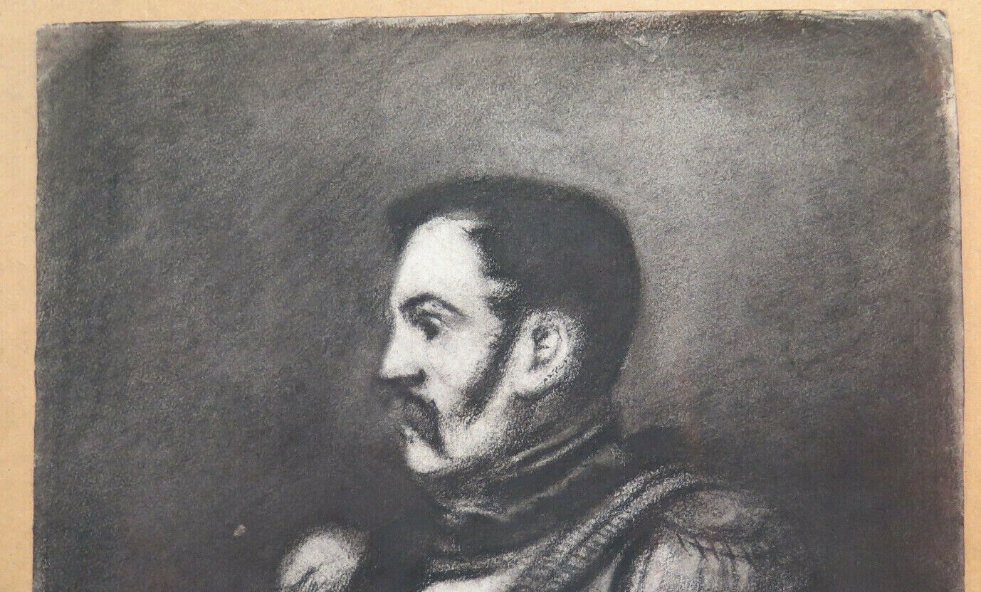 ANTICO DISEGNO FRONTE RETRO DOPPIO RITRATTO  Pierre Duteurtre DUT BM53.1