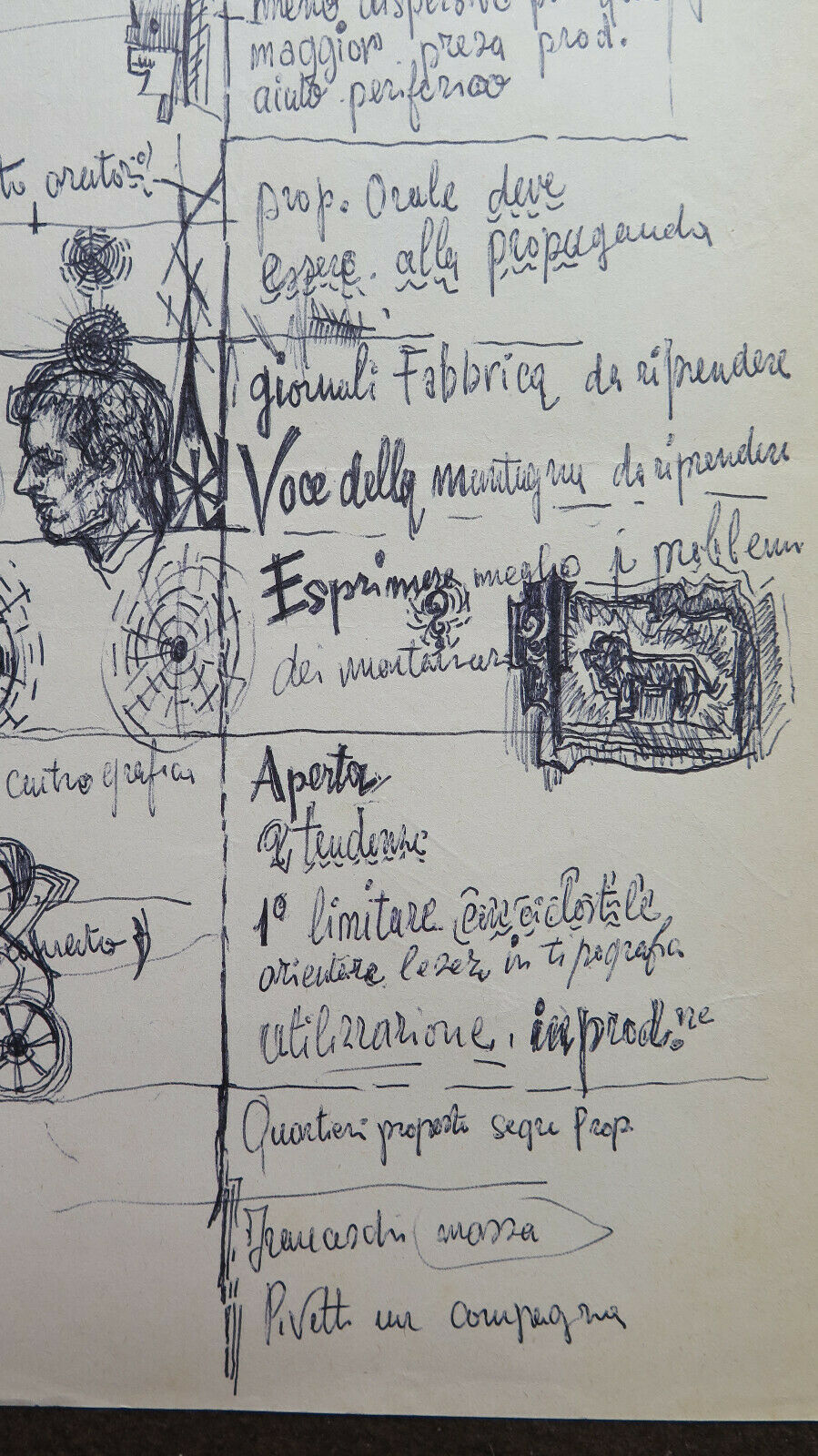 OLD SKETCH FOR A 1960s POLITICAL FLYER BY THE PAINTER PANCALDI P28.7