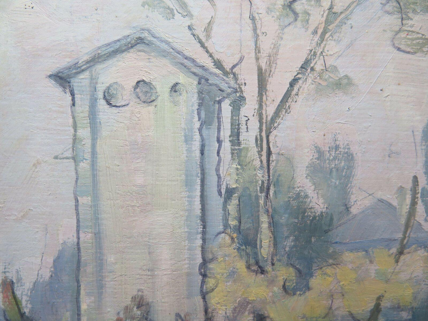 QUADRO MODERNO OLIO SU TAVOLA DIPINTO PAESAGGIO CAMPAGNA ORIGINALE PANCALDI p1 - Belbello Antiques