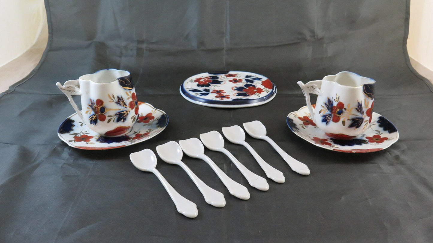 COFFEE SERVICE FOR TWO 2 VINTAGE HAND PAINTED JAPANESE PORCELAIN R127