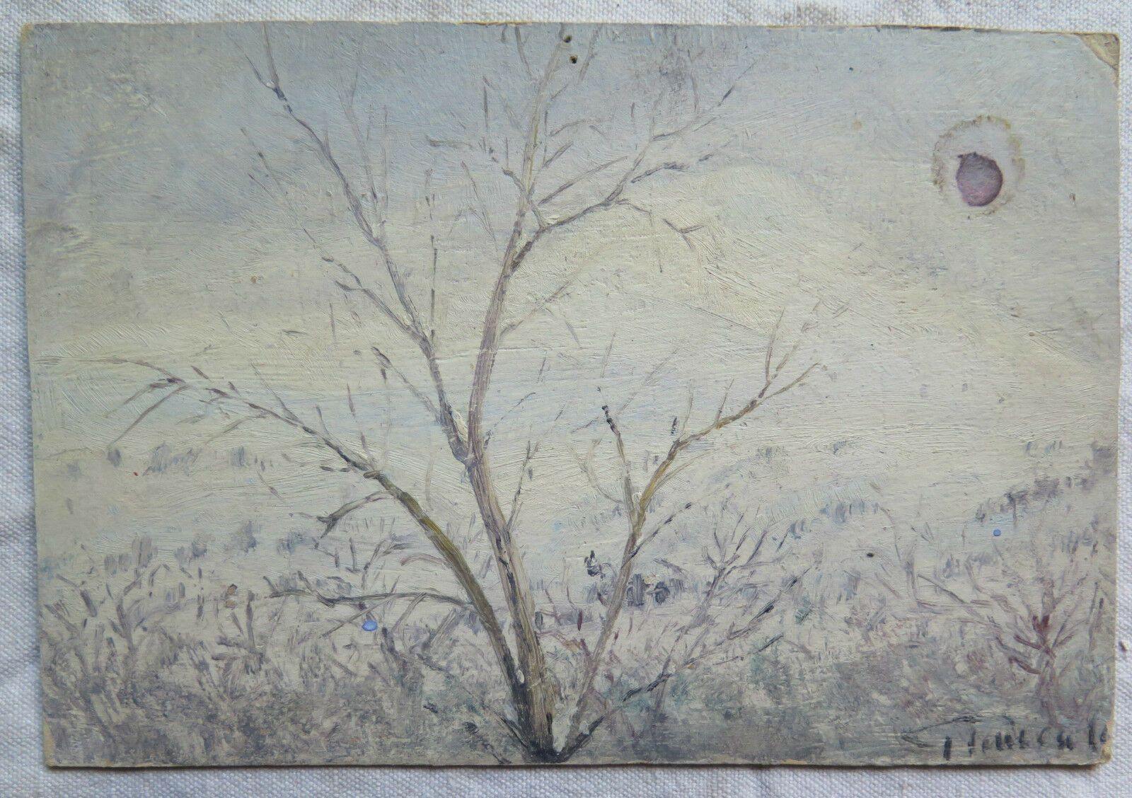 PAESAGGIO INVERNALE PICCOLO QUADRO DIPINTO OLIO SU TAVOLA FIRMATO ORIGINALE p9 - Belbello Antiques