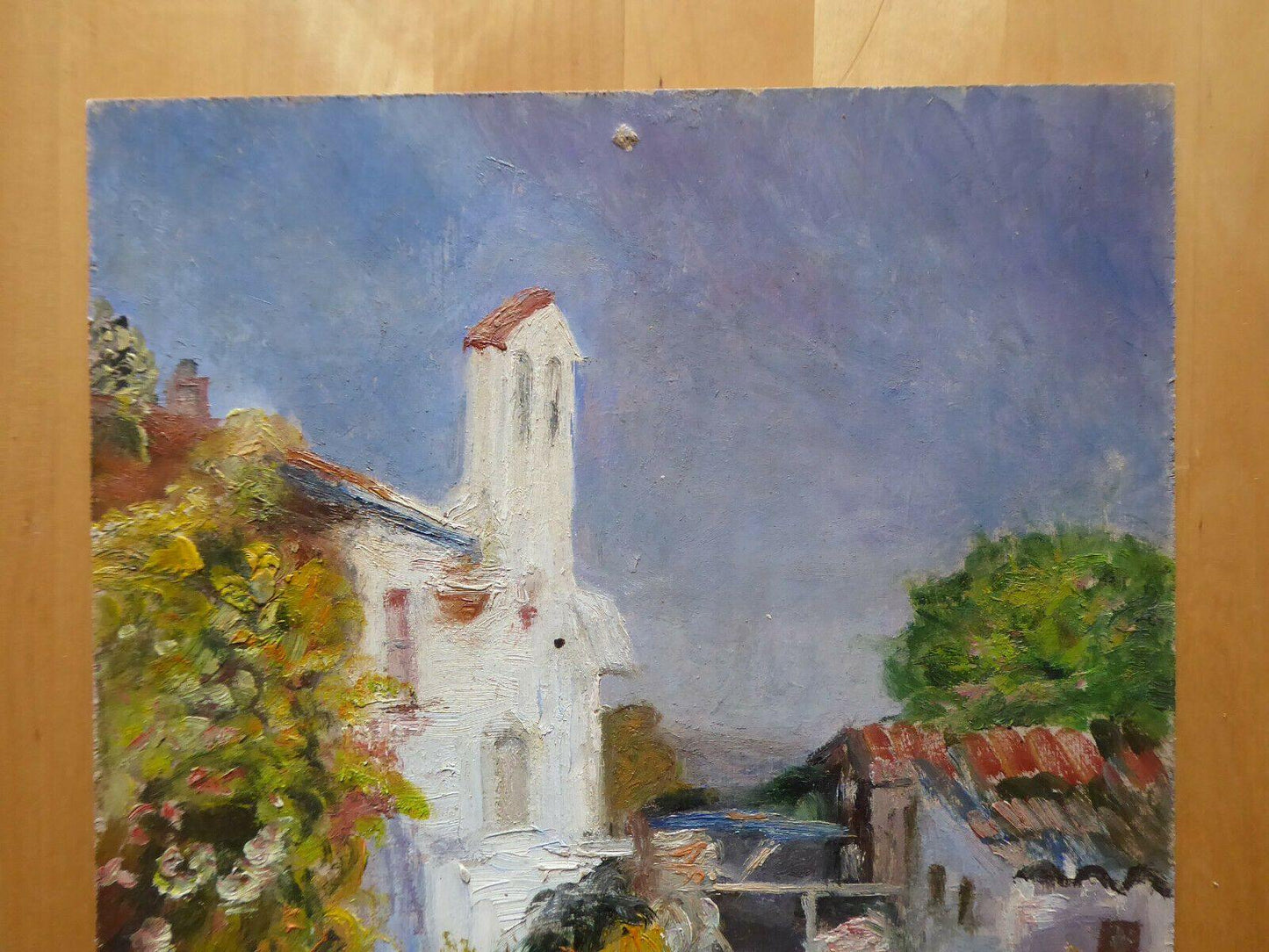 PAESAGGIO IN PRIMAVERA VECCHIO QUADRO IN STILE IMPRESSIONISTA SPAGNA '900 MD3 - Belbello Antiques