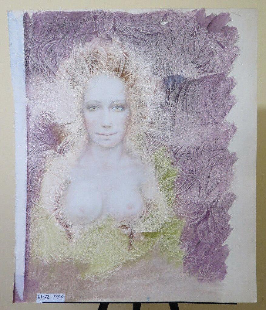 QUADRO NEW WAVE ANNI OTTANTA RITRATTO DI DONNA NUDO FEMMINILE VINTAGE P33.6 - Belbello Antiques