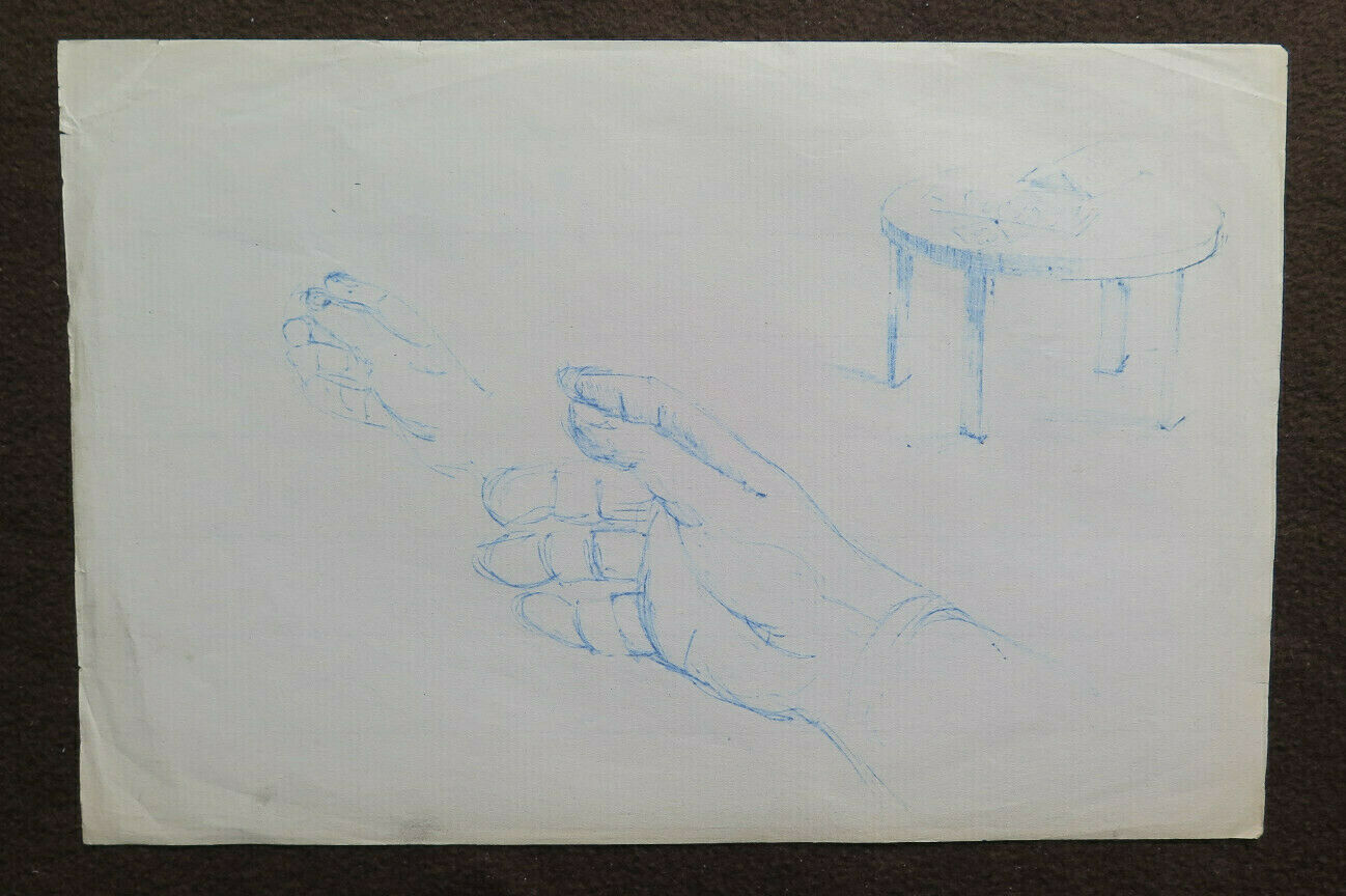 VECCHIO DISEGNO PENNA SU CARTA BOZZETTO SOGGETTI VARI VINTAGE ANNI 60 70 P28.8