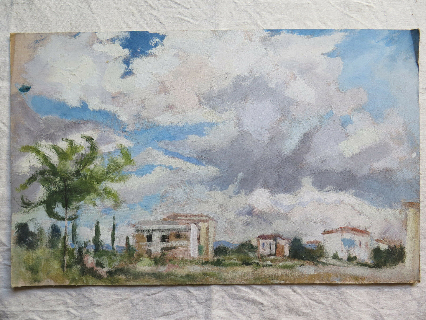 ENTROTERRA DELLA RIVIERA ADRIATICA QUADRO ANNI 60 DIPINTO OLIO CON GARANZIA p9 - Belbello Antiques