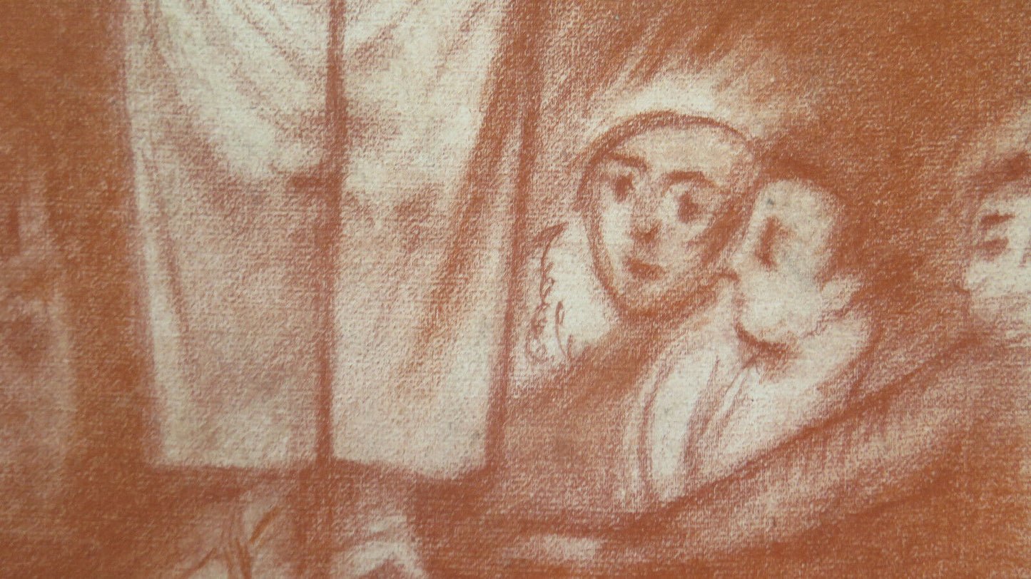 GRANDE DISEGNO ANTICO ISPIRATO WATTEAU PIERROT Pierre Duteurtre detto DUT BM53.1