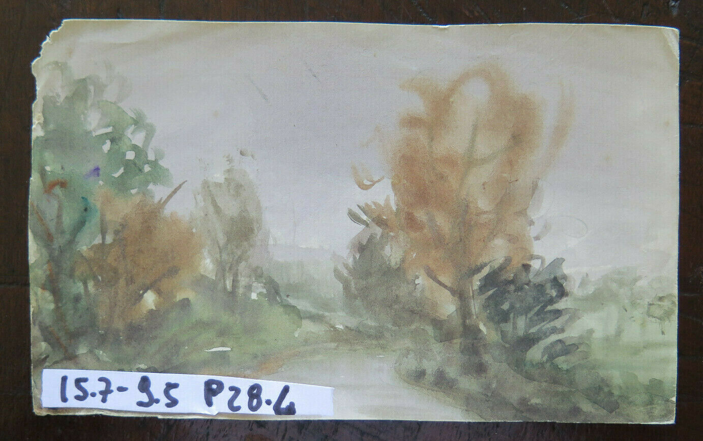 OLD WATERCOLOR PAINTING PREPARATORY SKETCH LANDSCAPE P28.4 