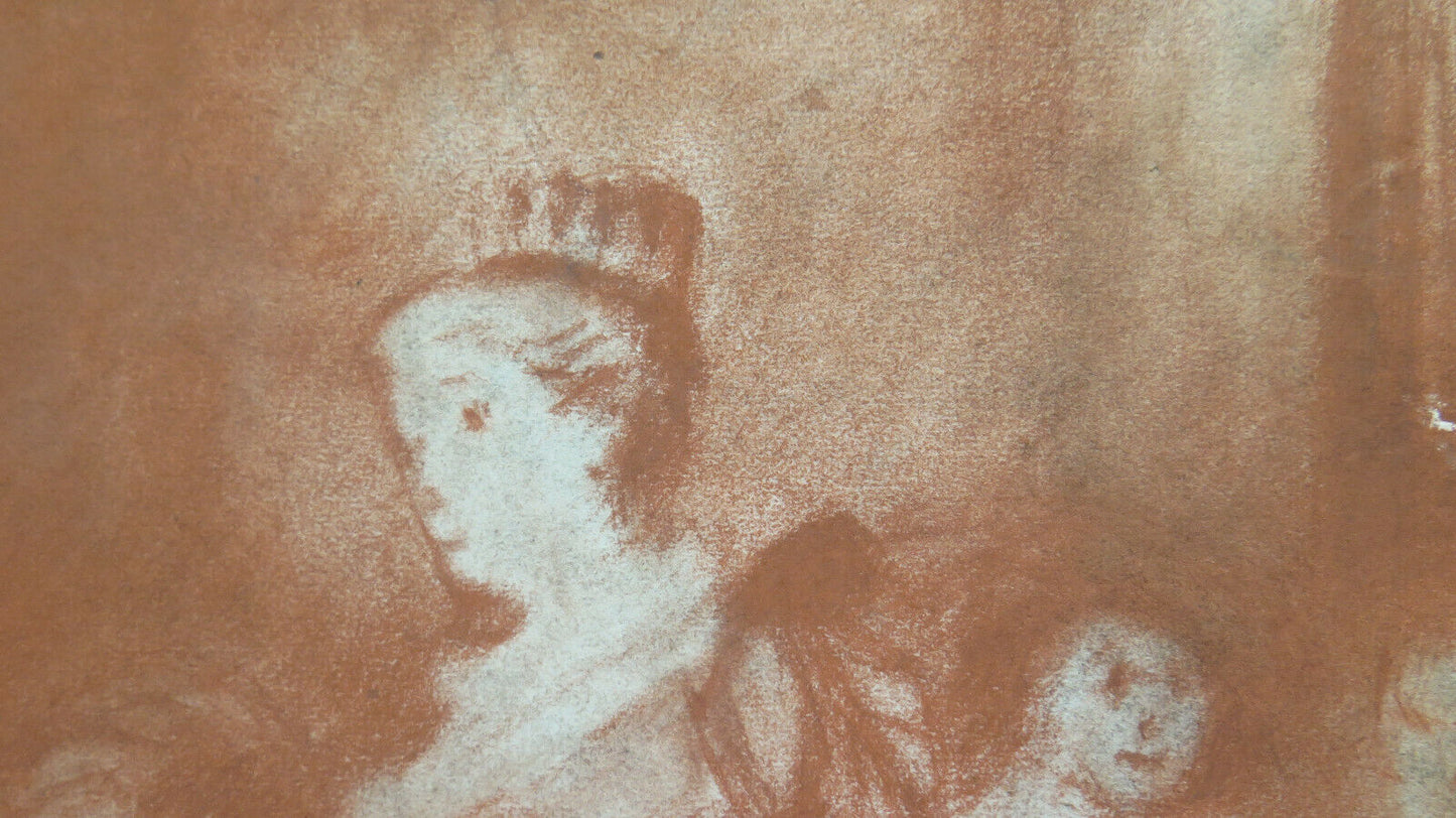 ANTICO DISEGNO A SANGUIGNA CON FIGURE FEMMINILI Pierre Duteurtre DUT BM53.1