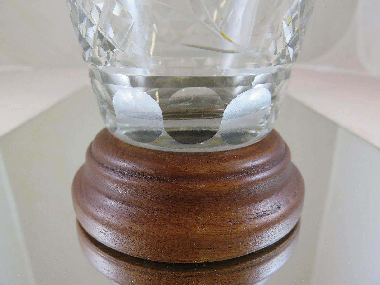 VASO IN VETRO CON BASE IN LEGNO PRIMO NOVECENTO VINTAGE CRYSTAL VASE R25 - Belbello Antiques