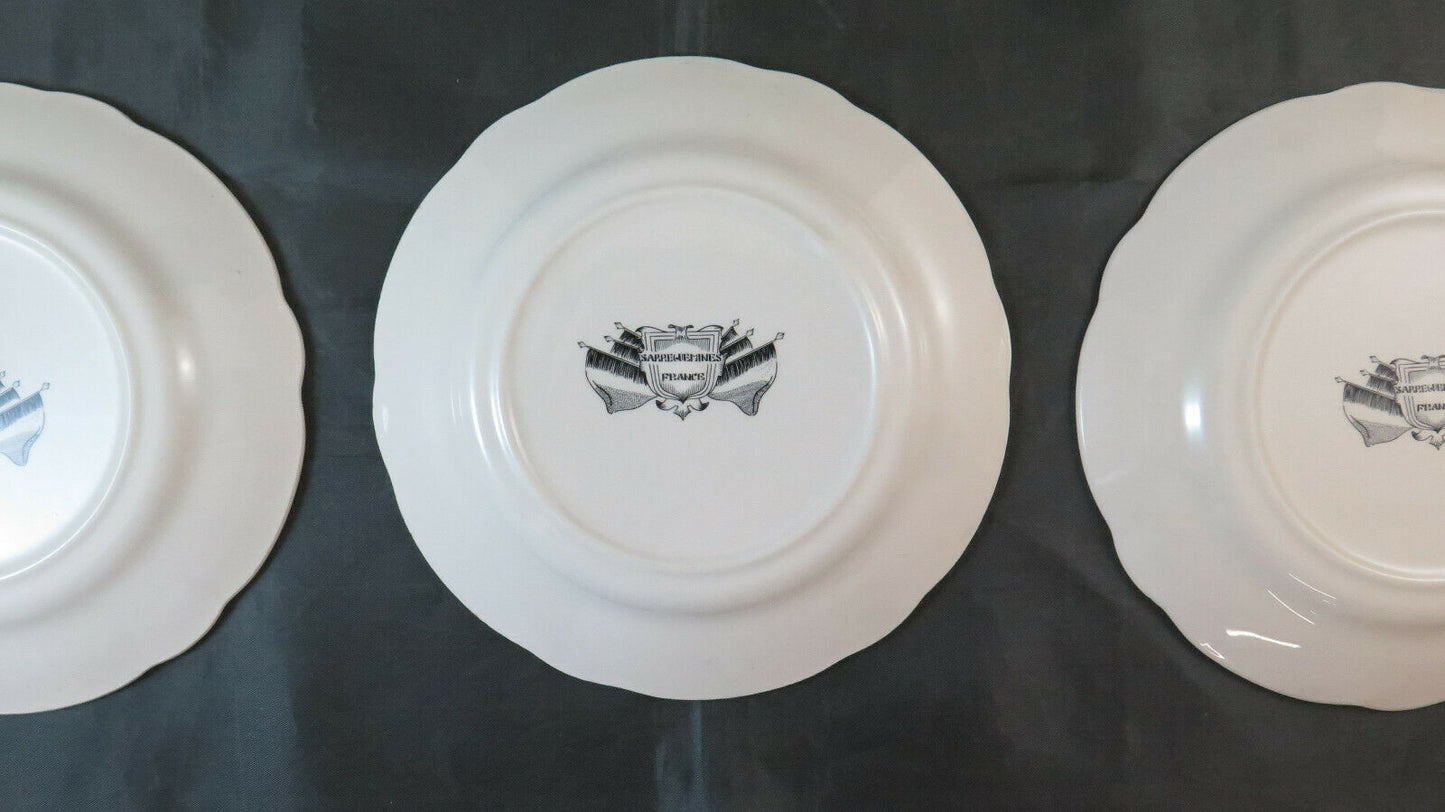 6 CERAMIC PLATES SARREGUEMINES LA VIE MILITAIRE FRANCE PORCELAIN BM32 