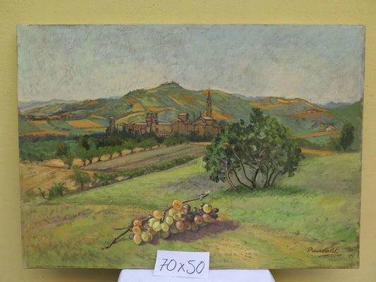 QUADRO ANTICO OLIO PAESAGGIO DIPINTO ORIGINALE FIRMATO PANCALDI MODERNO 900 XX - Belbello Antiques