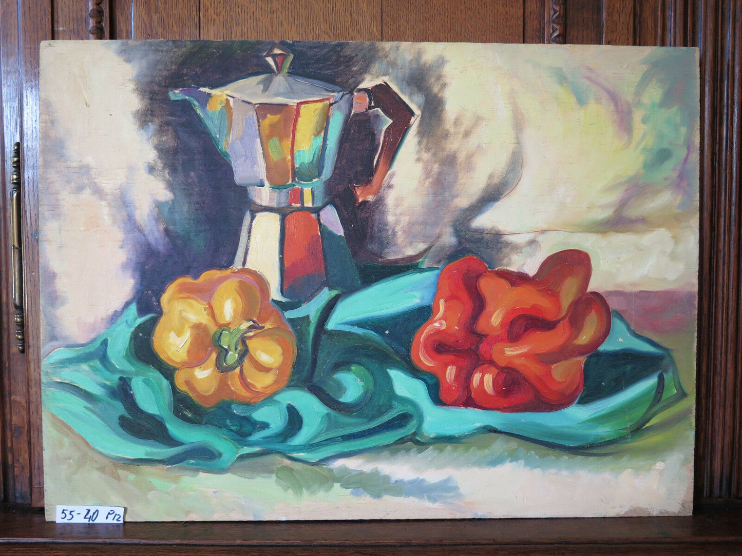 COLORFUL STILL LIFE FROM THE SIXTY'S OIL PAINTING ON TABLE WITH GUARANTEE p12