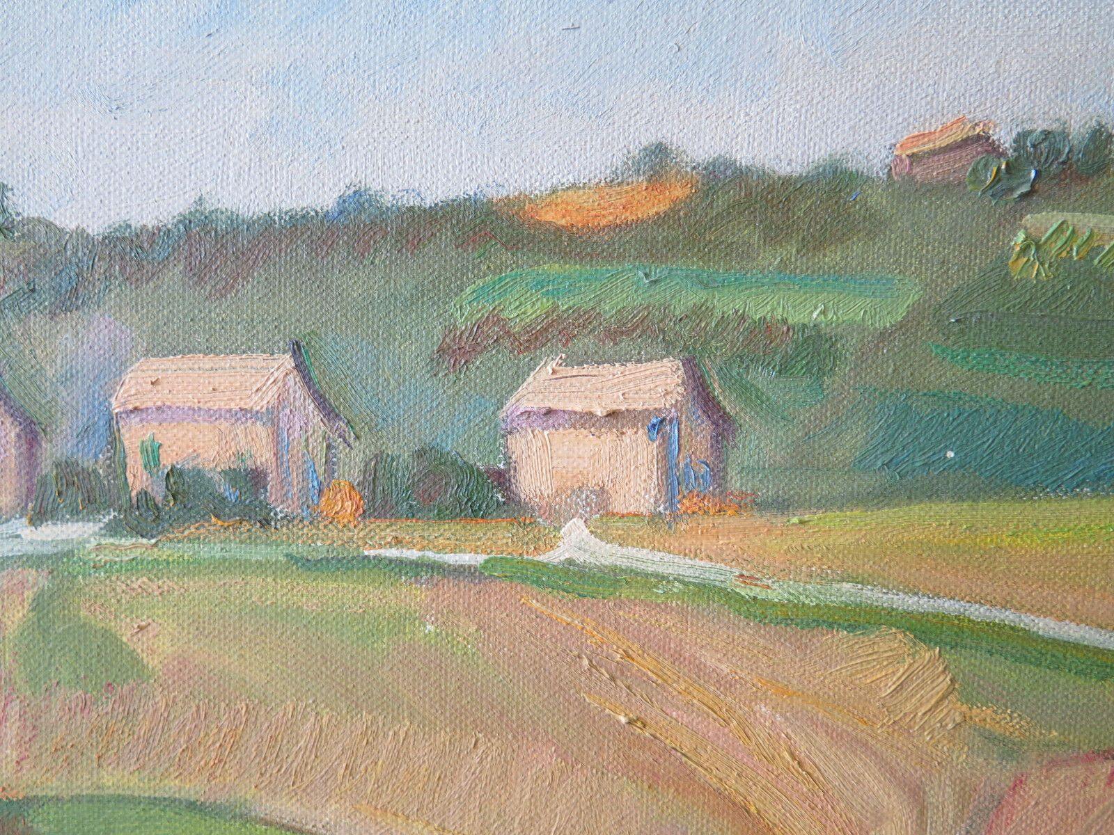 PAESAGGIO CAMPAGNA DIPINTO OLIO SU TELA DAL MAESTRO PITTORE PANCALDI VINTAGE P22 - Belbello Antiques